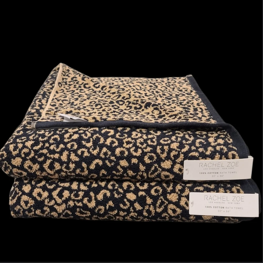 8pc Rachel Zoe Leopard Cheetah Animal Print Bath Hand Washcloth Towel Set New